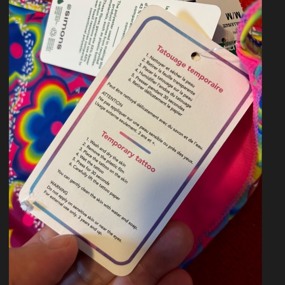 Vibrant abstract flowers double string cheeky bikini swimsuit bottom NWT - Picture 5 of 10